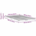 vidaXL Cadre de lit surélevé Marron cire 120 x190 cm