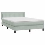 vidaXL Sommier à lattes de lit et matelas gris clair 160x220cm velours