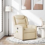 vidaXL Fauteuil de massage inclinable Crème Tissu