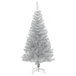 vidaXL Sapin de Noël artificiel avec support argenté 120 cm PET
