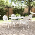 vidaXL Ensemble de salle à manger de jardin de 5 pièces en aluminium blanc
