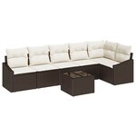vidaXL Ensemble de canapé de jardin 7 Pièces Marron Poly rotin
