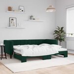 vidaXL Lit de jour avec gigogne sans matelas vert foncé 80x200 cm