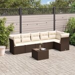 vidaXL Salon de jardin avec coussins 7 Pièces marron résine tressée
