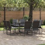 vidaXL Ensemble de salle à manger pour jardin 9 Pièces Noir Acier