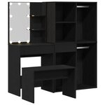 Ensemble de table de maquillage vidaXL avec LED en chêne noir en bois d'ingénierie