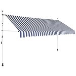 vidaXL Auvent rétractable manuel 400 cm Rayures bleues et blanches