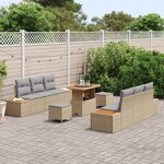 vidaXL Ensemble de canapé de jardin 9 Pièces Beige et Gris clair