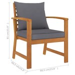 vidaXL Chaises de jardin lot de 2 avec coussin gris foncé Bois acacia