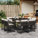 vidaXL Ensemble à manger de jardin 9Pièces coussins noir résine tressée