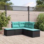 vidaXL Salon de jardin 5 Pièces avec coussins noir résine tressée