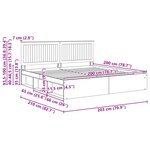 vidaXL Cadre de lit avec tête de lit Béton 200 x 200 cm Pin massif