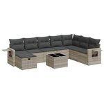 vidaXL Salon de jardin 9 Pièces avec coussins gris clair résine tressée