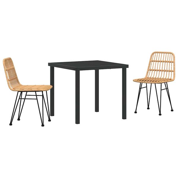 vidaXL Ensemble de salle à manger pour jardin 3 Pièces Marron
