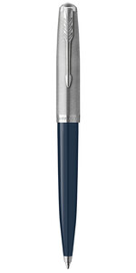 PARKER 51 Stylo Bille  Résine Bleu nuit et  Capuchon inox poli  Recharge noire pointe moyenne  Coffret cadeau