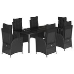 vidaXL Ensemble à manger de jardin coussins 7Pièces Noir Résine tressée