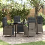 vidaXL Ensemble de salle à manger de jardin 5 pièces en rattan poly gris
