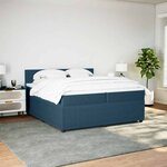 vidaXL Sommier à lattes de lit et matelas Bleu 200x200 cm velours