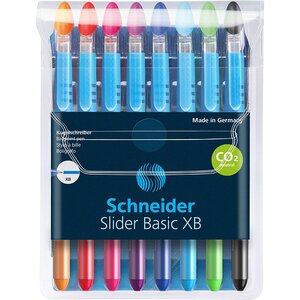 Stylo à bille slider basic pte extra large colours pochette 8 schneider