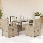 vidaXL Ensemble à manger de jardin avec coussins 5Pièces Beige poly rotin