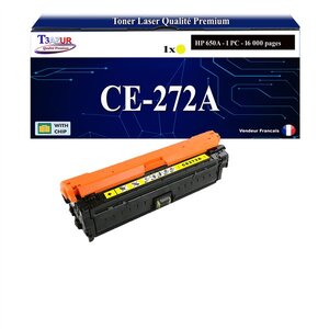 T3AZUR -Toner compatible avec HP CE272A (650A) pour HP Color LaserJet Enterprise M750dn M750n M750xh - Jaune