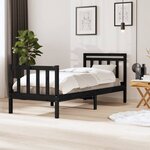 vidaXL Cadre de lit Noir Bois massif 100x200 cm