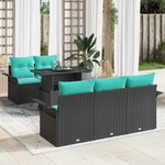 vidaXL Ensemble de canapé de jardin 6 Pièces Noir Poly Rattan
