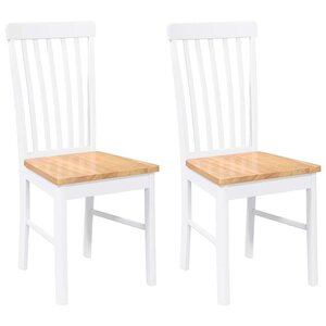 vidaXL Chaises à manger 2 Pièces blanc bois massif caoutchouc