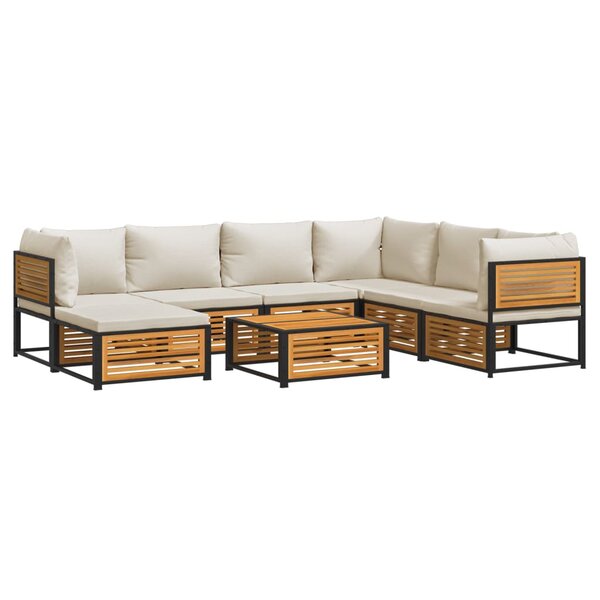 vidaXL Salon de jardin avec coussins 8 Pièces bois massif d'acacia