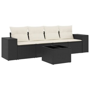vidaXL Salon de jardin 5 Pièces avec coussins noir résine tressée