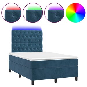 vidaXL Sommier à lattes de lit avec matelas LED bleu foncé 120x190 cm