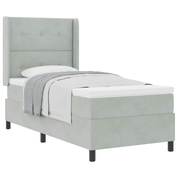 vidaXL Lit à ressorts avec matelas Gris clair 90 x 200 cm Velours