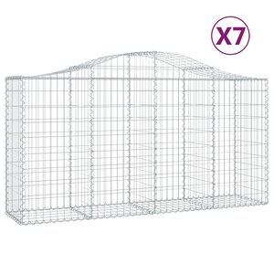 vidaXL Paniers à gabions arqués 7 Pièces 200x50x100/120 cm fer galvanisé