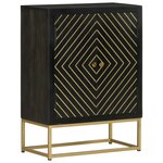 vidaXL Buffet avec 2 portes noir et doré 55x30x75 cm manguier