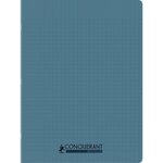 Cahier recyclé et recyclable  96 pages seyès 90 g  couverture polypropylène bleu  format 24 x 32 cm CONQUERANT