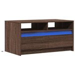 vidaXL Table basse avec lumières LED chêne marron bois d'ingénierie