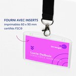 Boîte de 10 pochettes badges 60 x 90 mm avec 16 inserts et lacets AVERY