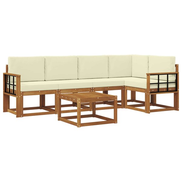 vidaXL Ensemble de canapés d'extérieur 6 pc Naturel et Crème