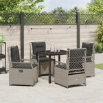 vidaXL Ensemble de repas de jardin 5 pièces gris clair poly rattan