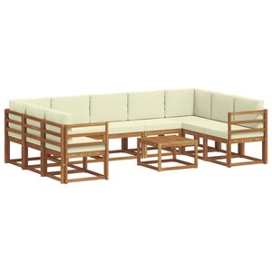 vidaXL Ensemble de canapés d'extérieur 10 pc Naturel et Crème