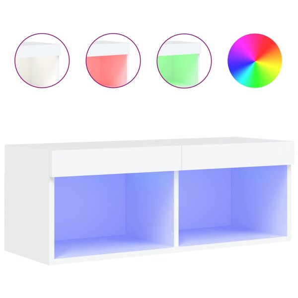 vidaXL Meuble TV avec lumières LED blanc 80x30x30 cm