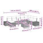 vidaXL Ensemble canapé de jardin 8 pièces avec coussins en poly rotin brun