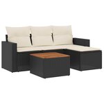 vidaXL Salon de jardin 5 Pièces avec coussins noir résine tressée