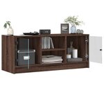 vidaXL Meuble TV avec portes en verre chêne marron 102x37x42 cm