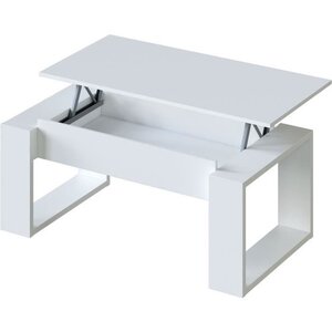 Table basse relevable - Mélaminé blanc - 105 x 55 x 45 cm NOVA