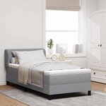 vidaXL Lit boxspring avec matelas Gris clair 90 x 200 cm tissu