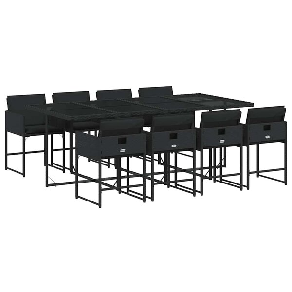 vidaXL Ensemble à manger de jardin 9Pièces coussins noir résine tressée