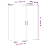 vidaXL Armoire murale chêne artisanal 69 5x34x90 cm