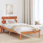 vidaXL Cadre de Lit avec Tête de Lit Marron Ciré 90x200 cm Bois Massif de Pin