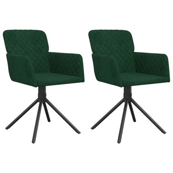 vidaXL Chaises pivotantes à manger lot de 2 Vert foncé Velours